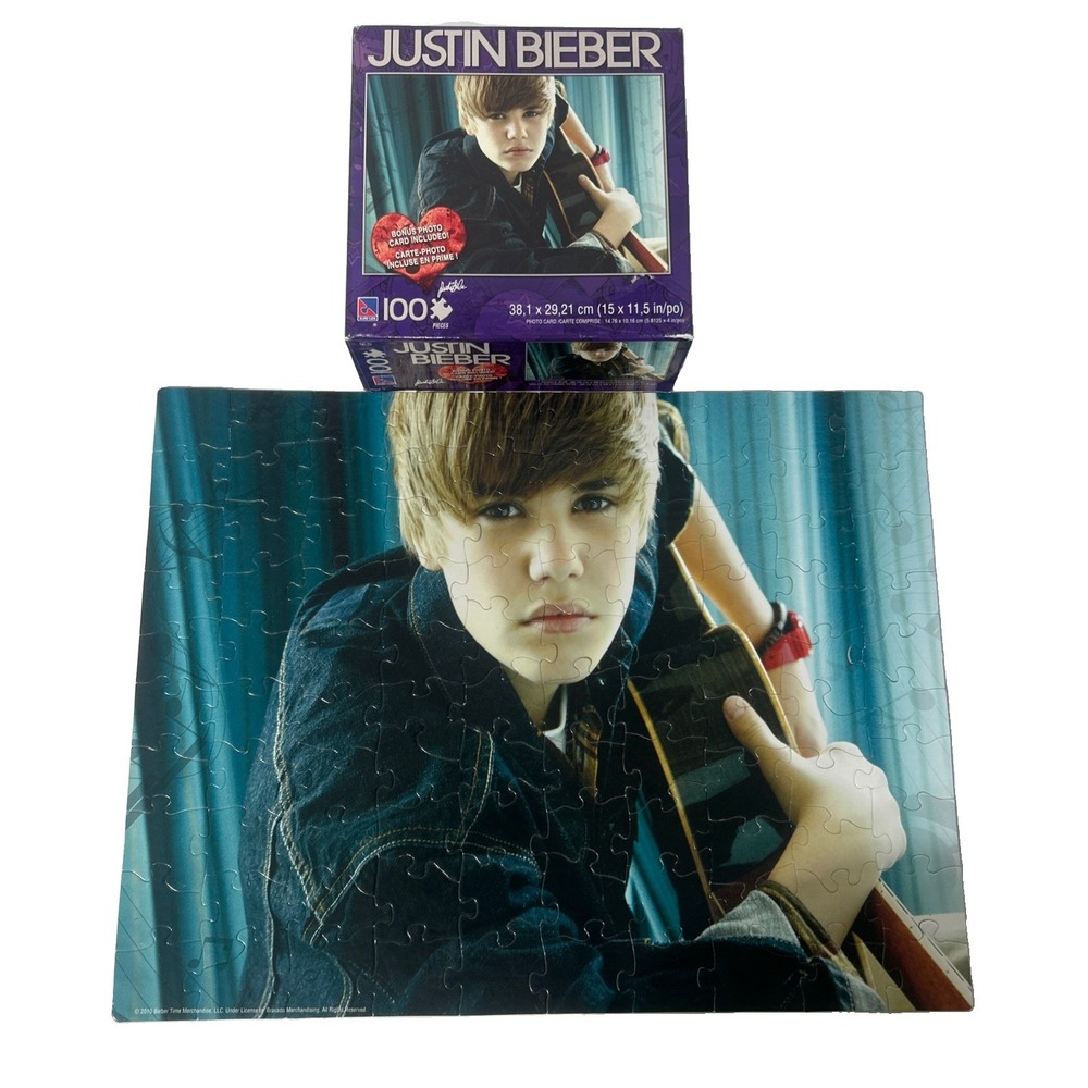 Justin Bieber 2010 Sure-Lox Jigsaw Puzzle 100 Pcs 15" x 11.5" Complete w/ Box